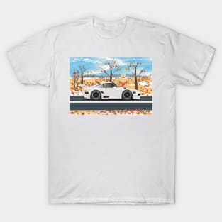 SuperCar on Desert Road during Autumn - White T-Shirt